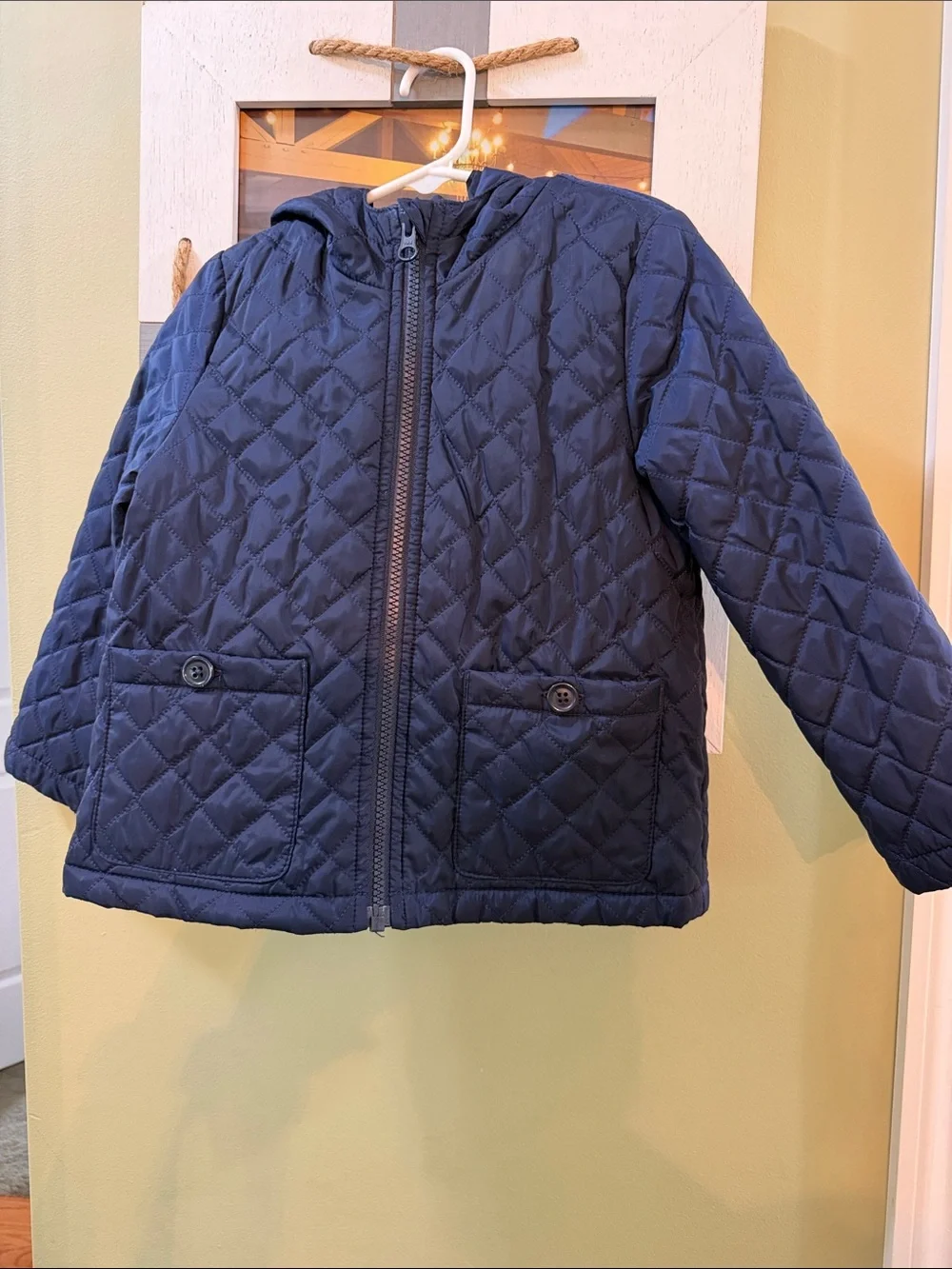 The Children's Place Quilted Hooded Jacket - Navy